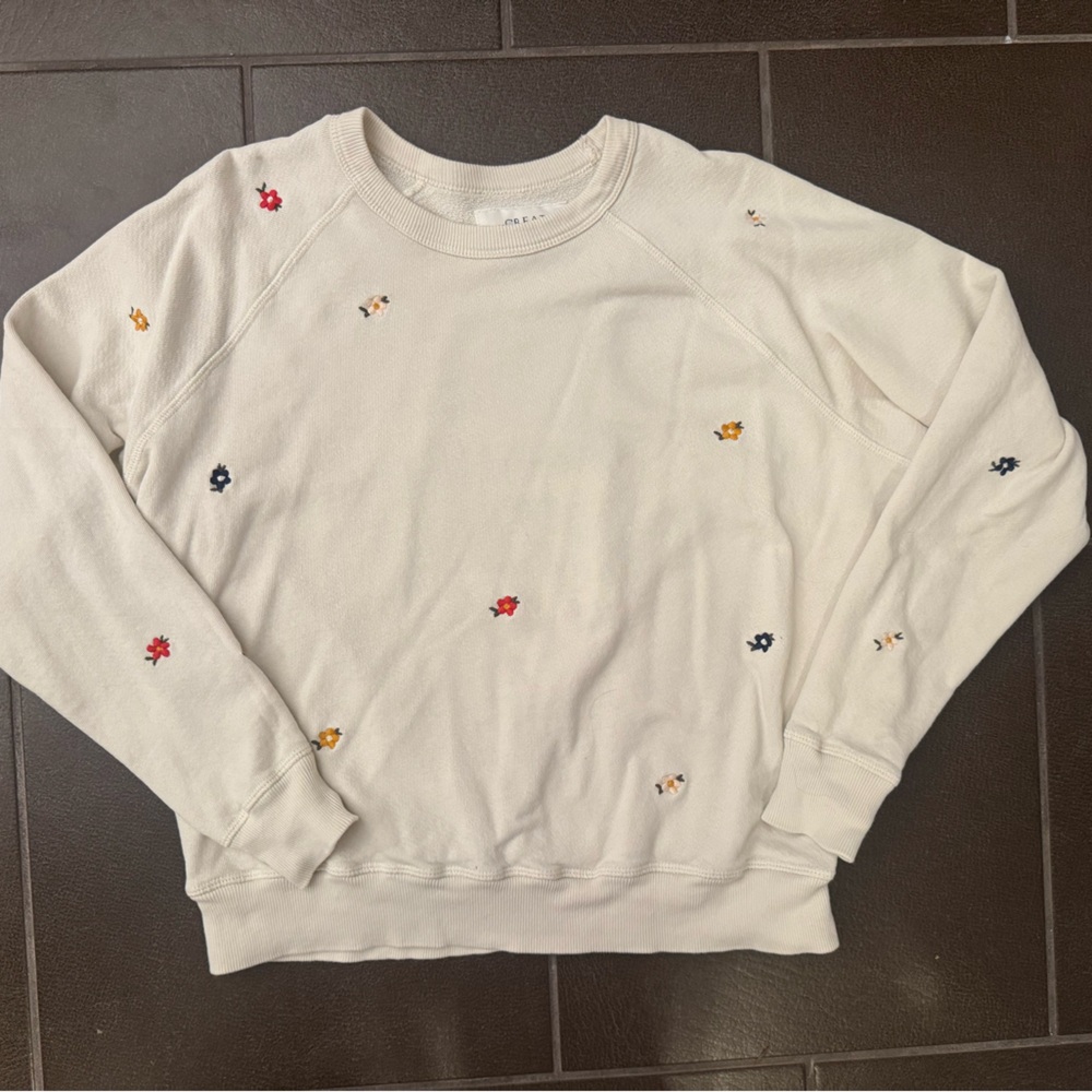 The Great Embroidered Cream Sweatshirt - size 0